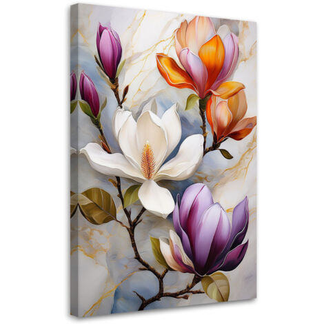 Tableau déco Fleurs de Magnolia Couleur Marbre 60x90 (1/5)
