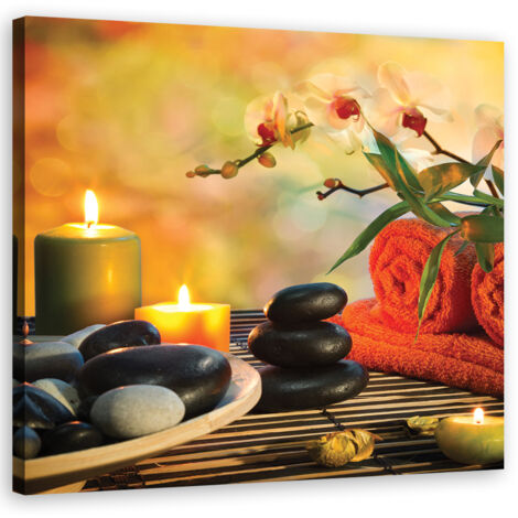 Tableau sur toile Spa Set Zen Stones 50x50 (1/5)