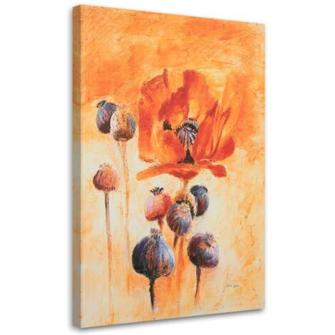 Tableau sur toile Coquelicot Orange comme peint 60x90 (1/5)