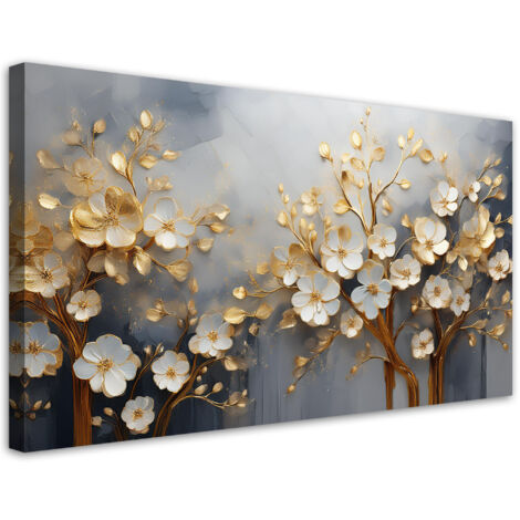 Tableau déco Arbre Magnolia Abstraction Or 80x40 (1/5)
