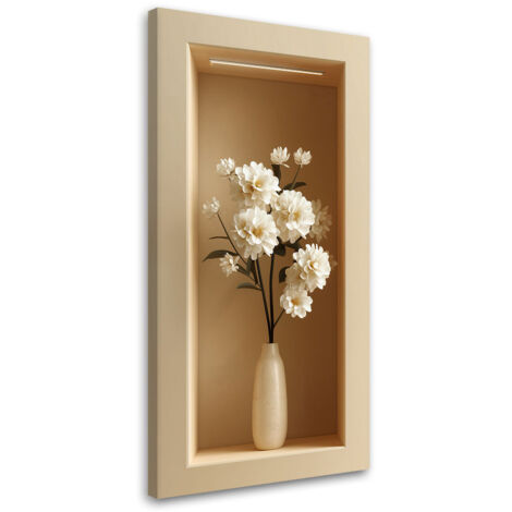Tableau déco Fleurs blanches dans un vase en 3D 40x80