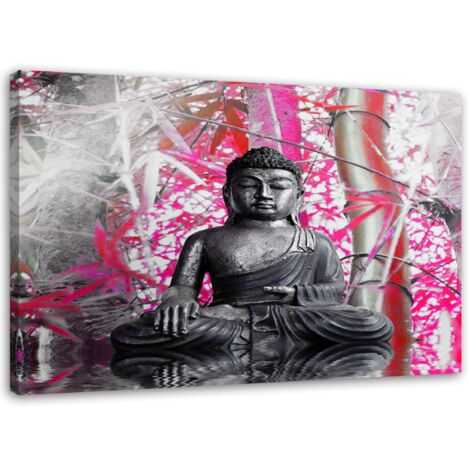 Cadre déco Bouddha Bambou Rose 60x40 (1/5)