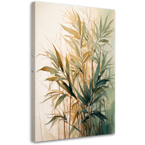 Tableau déco Herbes aquarelle vert beige nature 40x60 (1/5)