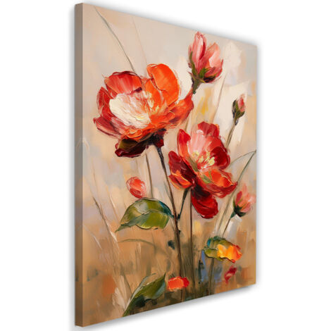 Tableau déco Coquelicots Fleurs Botaniques Peintes 70x100 (1/5)