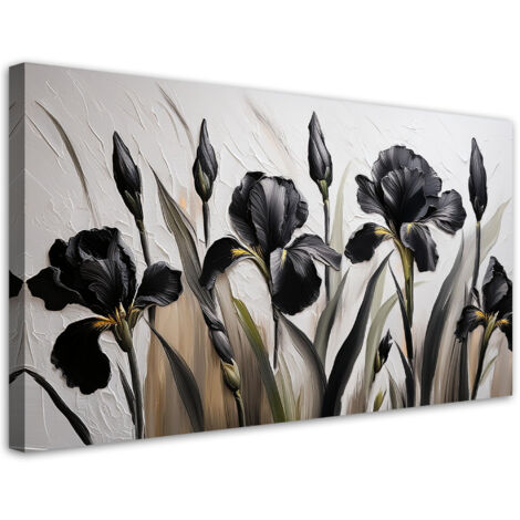 Tableau déco Fleurs d'iris noires Abstraction 80x40 (1/5)