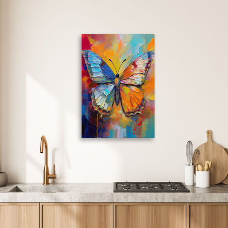 Tableau pour le salon Papillon sur fond coloré 60x90 - 2