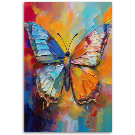 Tableau pour le salon Papillon sur fond coloré 60x90 - 3