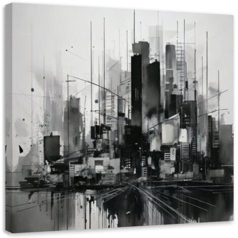 Tableau déco Ville Abstraction Gris Moderne 30x30 (1/5)