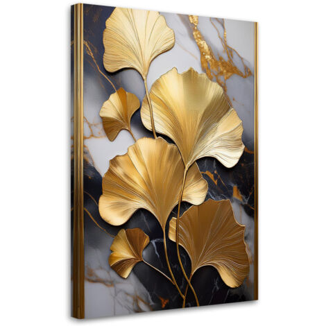 Tableau déco Fleurs de Ginko Marbre doré Glamour 60x90 (1/5)