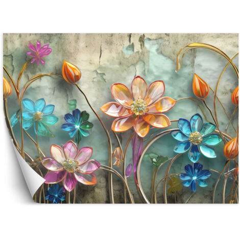 Papier peint Fleurs Verre Abstrait Coloré 300x210 (1/5)