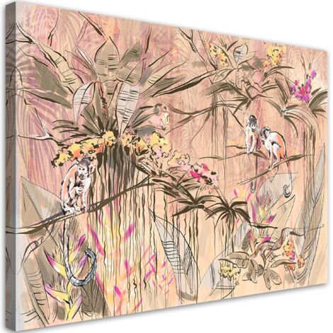 Tableau déco Singes dans la jungle 90x60 (1/5)