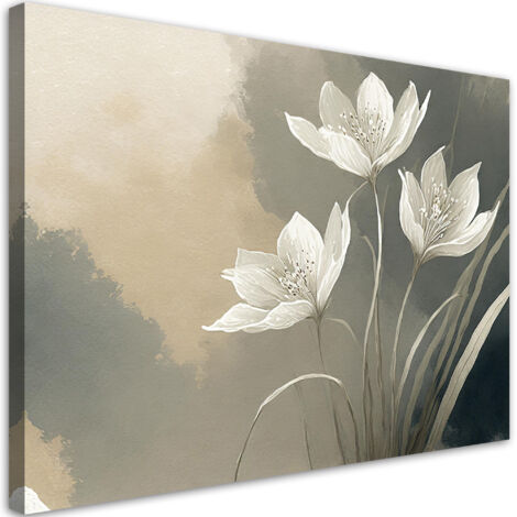 Tableau déco Fleurs Abstraites Beige 60x40 (1/5)
