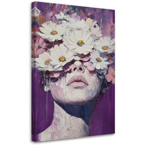 Tableau déco Fille avec des fleurs sur la tête 70x100 (1/5)