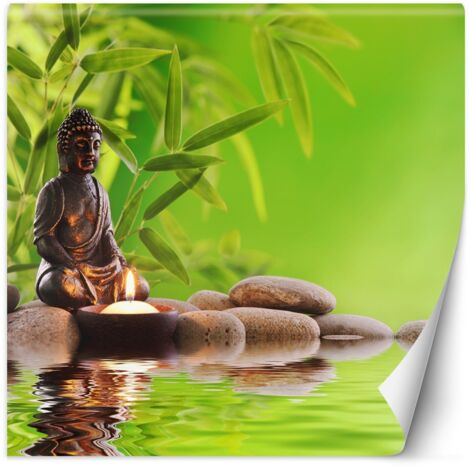 Papier peint Bouddha bougie et pierres zen 200x200 (1/5)