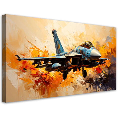 Tableau déco Avion F16 en vol 100x50 (1/4)