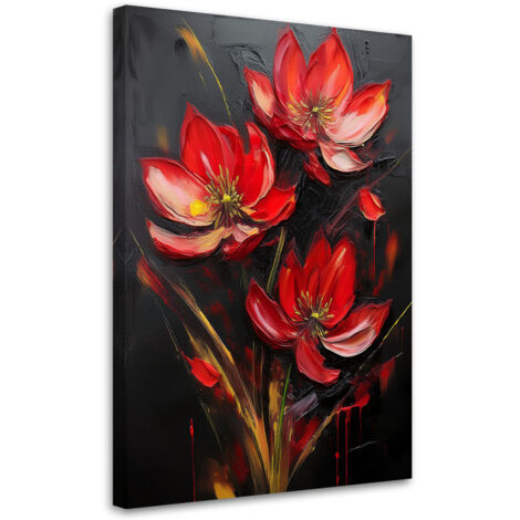 Tableau déco Coquelicots rouges peints 60x90 (1/5)
