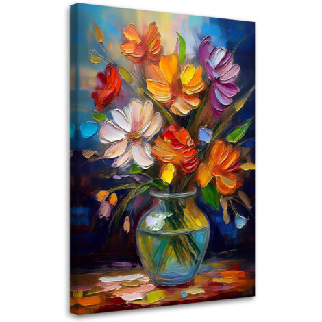 Tableau déco Bouquet de fleurs dans un vase coloré 40x60 (1/5)