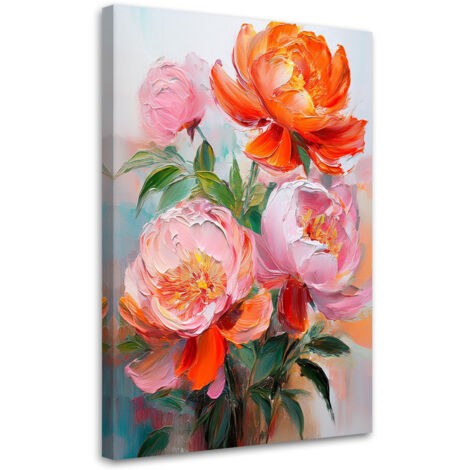 Tableau déco Pivoines Fleurs roses Nature 40x60 (1/5)