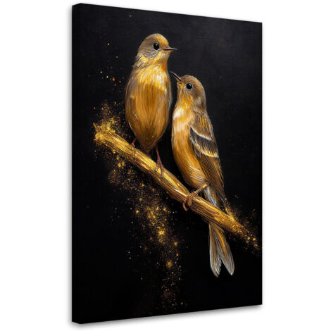 Tableau déco Oiseaux dorés sur une branche Animaux 40x60 (1/5)