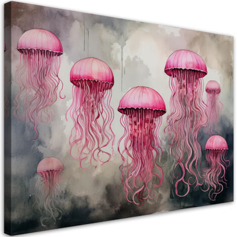 Tableau déco Méduse de mer Rose 100x70 (1/5)