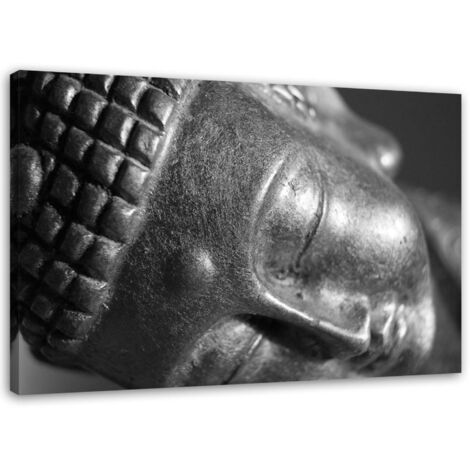 Tableau déco Tête de Bouddha Noir et Blanc 60x40 (1/5)