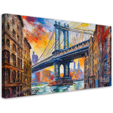 Tableau déco Pont New York Impressionnisme 80x40 (1/5)