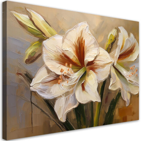 Tableau déco Fleur peinte en blanc 60x40 (1/5)
