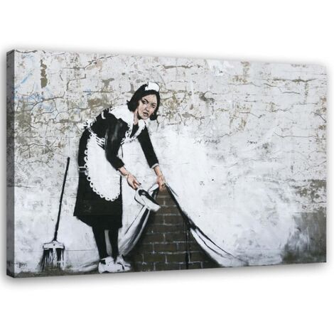 Tableau sur toile, Maid Banksy - Mural Street Art - 100x70 (1/5)