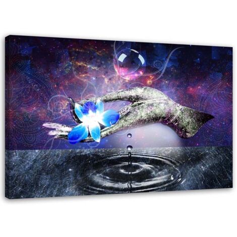 Tableau décoratif Fleur abstraite Eau Violet 90x60 (1/5)