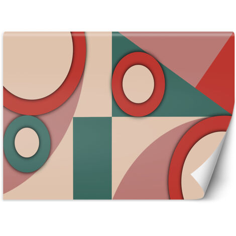 Fototapete Geometrische Abstrakt Rot Rosa Grün 150x105 cm (1/5)
