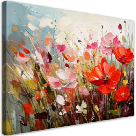 Tableau déco Fleurs rouges des champs Abstraction 90x60