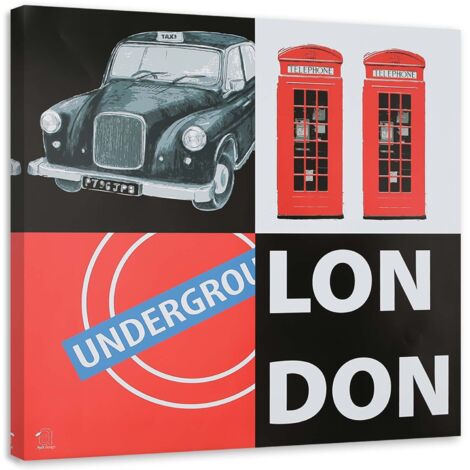 Tableau sur toile Collage rouge de Londres 40x40 (1/5)