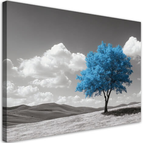 Tableau déco Paysage des Highlands avec arbre bleu 100x70 (1/5)