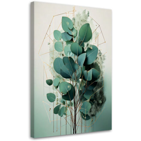 Tableau déco Branche d'eucalyptus Aquarelle 70x100 (1/5)