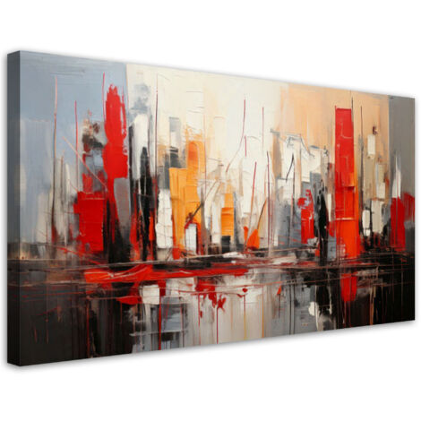 Tableau déco Ville Abstraction Rouge 80x40 (1/5)