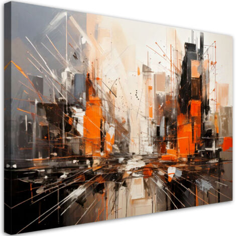 Tableau déco Ville abstraction beige orange 60x40 (1/5)