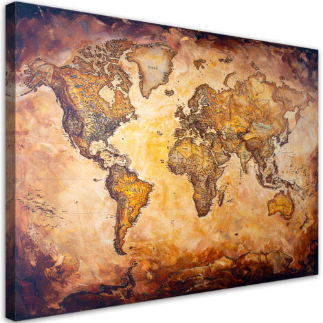 Tableau déco Carte du monde style vintage ancien 90x60 (1/4)