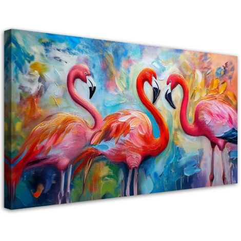 Tableau déco Flamants Oiseaux Animaux Abstrait Coloré 100x50 (1/5)