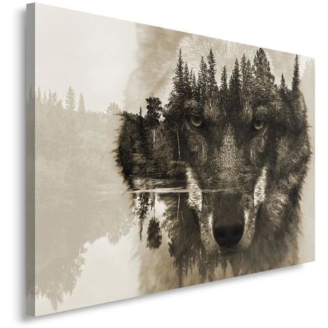 Tableau sur toile Loup Forêt Animaux Nature 100x70 (1/5)