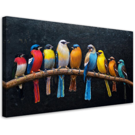 Tableau déco Oiseaux Animaux Colorés 100x50 (1/5)