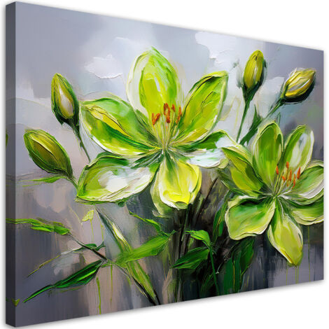 Tableau déco Lys fleur verte 100x70 (1/5)