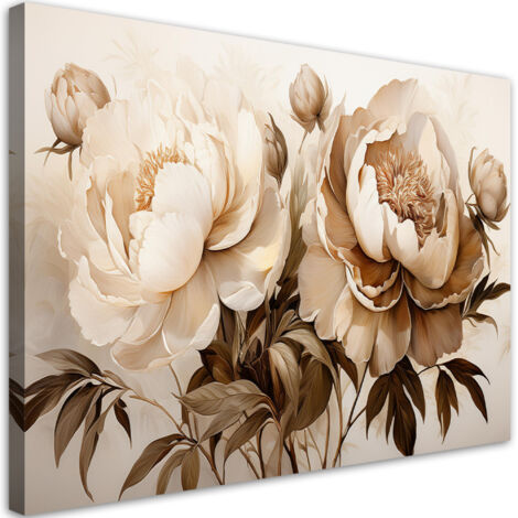 Tableau déco Pivoines Pivoines Fleurs en beige 100x70 (1/5)