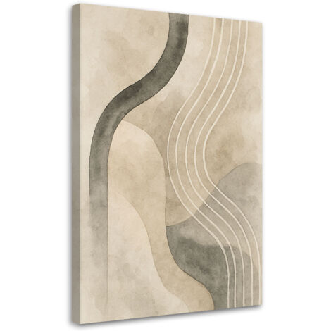 Tableau déco Lignes abstraites Aquarelle Beige 40x60 (1/5)