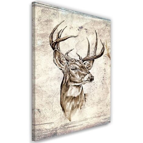 Cadre déco Cerf Beige Vintage 40x60 (1/5)