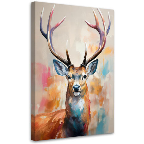 Tableau déco Cerf Animaux peints 40x60 (1/5)