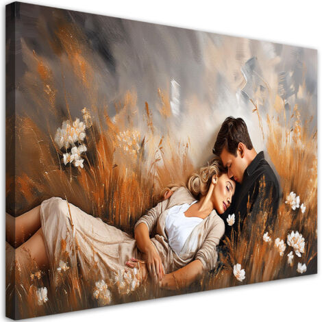 Tableau déco Couple d'amoureux allongé dans un pré 90x60 (1/5)