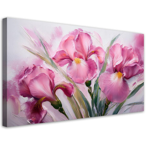 Tableau déco Fleurs peintes roses 80x40 (1/5)