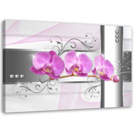 Tableau sur toile, Orchidées fleurs nature rose - 90x60 (1/5)