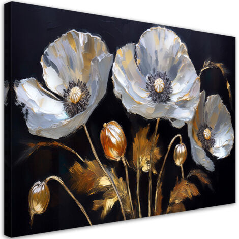 Tableau déco Fleurs de coquelicots Glamour Argent 100x70 (1/5)