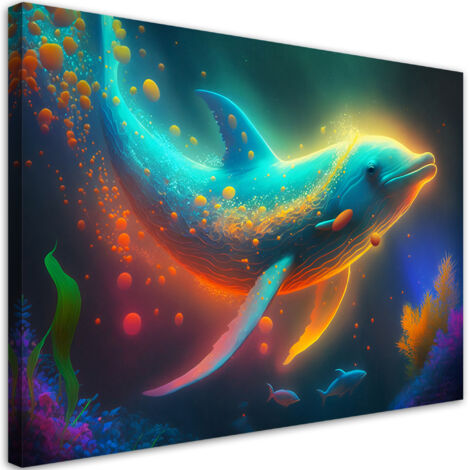 Tableau contemporain Abstraction de baleine en néon 60x40 (1/5)